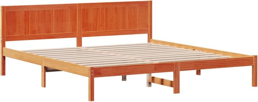 VidaXL Bedframe met hoofdeinde Bruin 200 x 200 cm Massief grenenhout