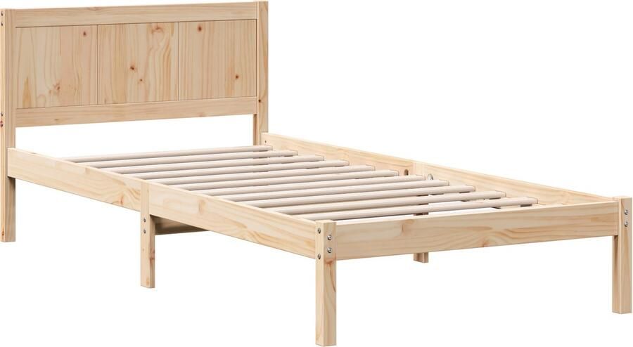 VidaXL Bedframe met hoofdeinde Bruin 75 x 190 cm Massief grenenhout