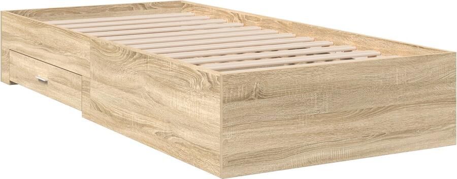 VidaXL Set van 2 Licht eiken Bewerkt hout Eenpersoons Opslag - Foto 2