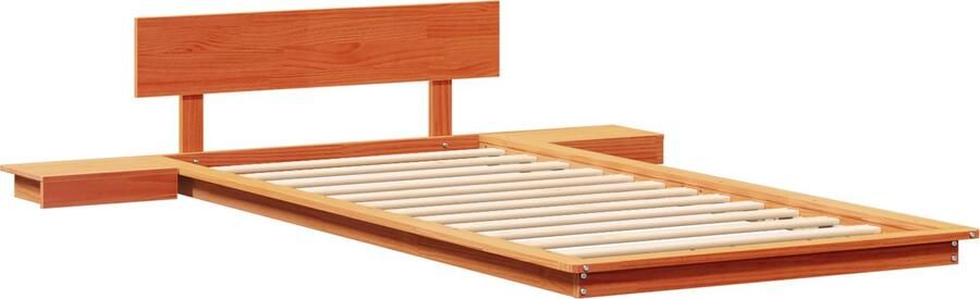 VidaXL Vloerbedframe met nachttafels Gewaxed Bruin 90x200cm Massief Hout