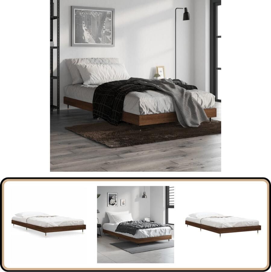 VidaXL Bedframe Bruin Eiken 100x200 cm Bed Frame Houten Bed Frame Tweepersoons Bed Bruine Bed Bruine Eiken Kleur