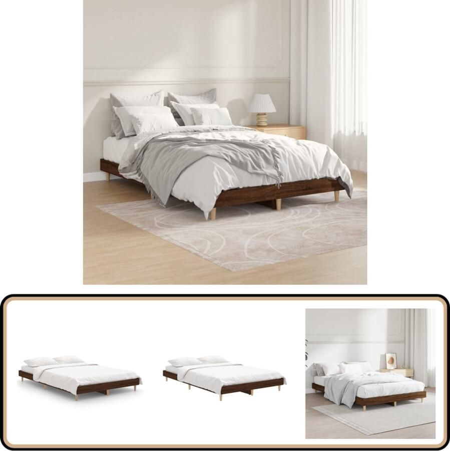 VidaXL Bedframe Bruin Eiken 120x190 cm Bed Frame Houten Bed Frame Bruine Bed Frame Tweepersoons Bed Frame Slaapcomfort Multipex Lattenbodem