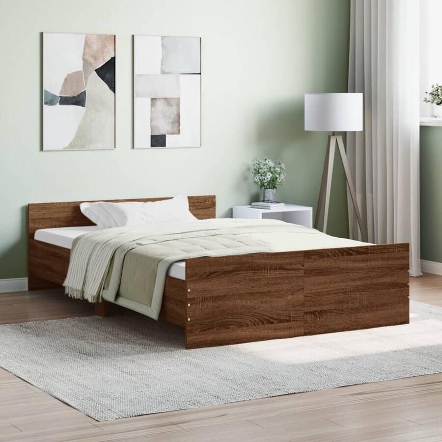 VidaXL Bedframe Bruin Eiken 120x200 cm Hout Bed Frame Houten Bed Tweepersoons Bed Bruine Eiken Kleur Boxspring Bed Slaapcomfort - Foto 2
