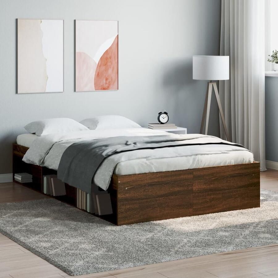 VidaXL Bedframe Bruin Eiken 120x200 cm Modern Bed Frame Bruine Eiken Kleur Houten Bed Tweepersoons Bed Boxspring Bed - Foto 2