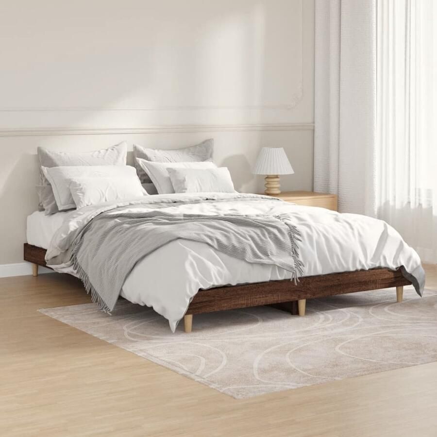 VidaXL Bedframe Bruin Eiken 140x190 cm Bruin Houten Bed Bedframe Bruin Tweepersoons Bed King Size Bed Boxspring Bed Kopen Online Bed Bestellen - Foto 2