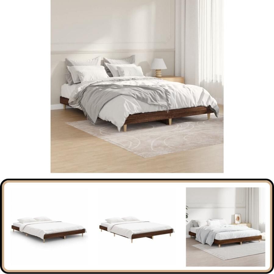 VidaXL Bedframe Bruin Eiken 140x190 cm Bruin Houten Bed Bedframe Bruin Tweepersoons Bed King Size Bed Boxspring Bed Kopen Online Bed Bestellen