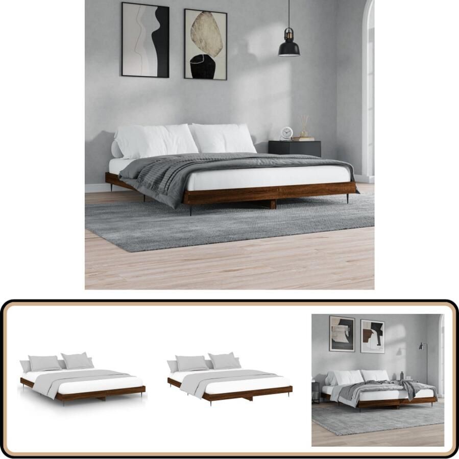 VidaXL Bedframe Bruin Eiken 200x200 cm Bruin Houten Bed Frame Tweepersoons Bed Frame Kopen Slaapcomfort Bed Frames Online