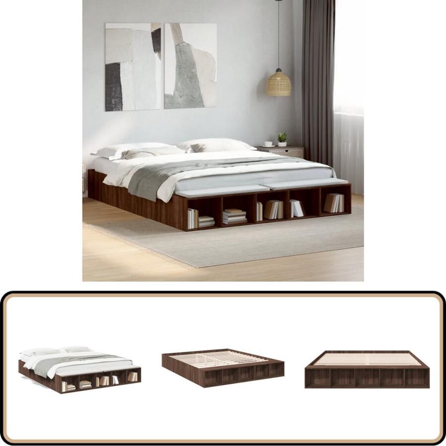 VidaXL Bedframe Bruin Eiken 200x200 cm Modern Bed Frame Houten Bed Frame Bruin Bed Frame Tweepersoons Bed Frame Boxspring Frame