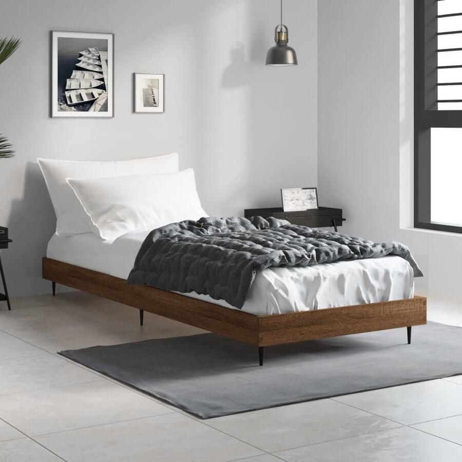 VidaXL Bedframe Bruin Eiken 75x190 cm Bed Frame Houten Bed Bruine Bed Tweepersoons Bed Enkel Bed Bedroom Furniture - Foto 2