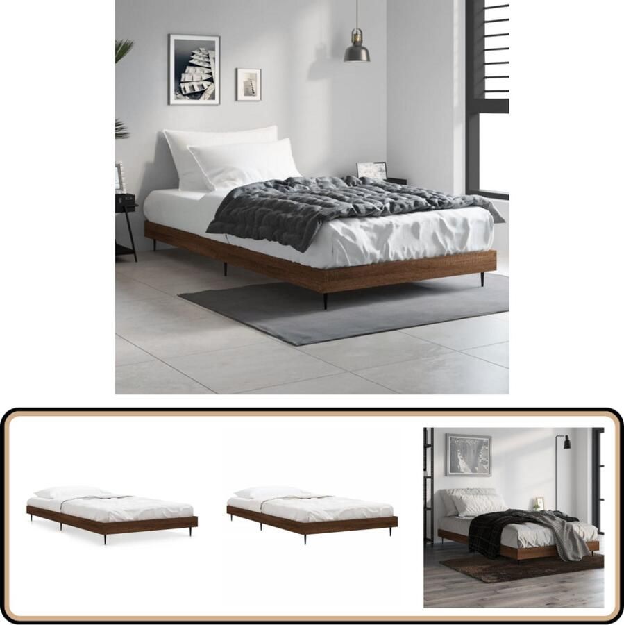 VidaXL Bedframe Bruin Eiken 90x200 cm Zonder Matras Bed Frame Houten Bed Bruine Bed Tweepersoons Bed Enkel Bed
