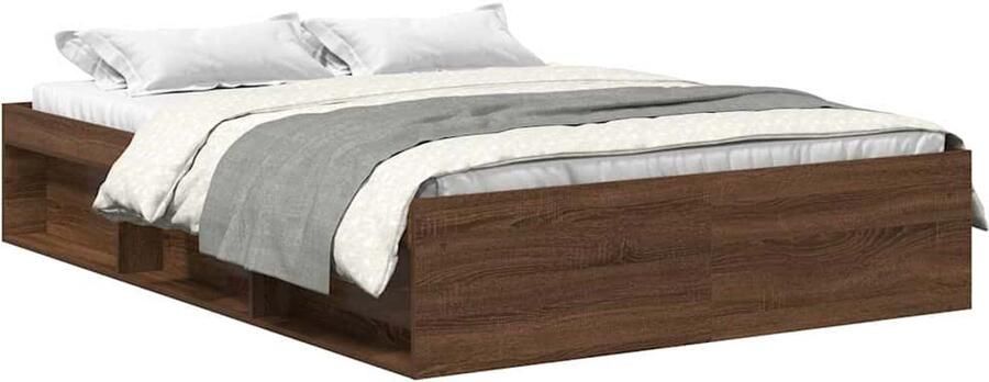 VidaXL -Bedframe-bruin-eikenkleurig-135x190-cm-Double - Foto 3