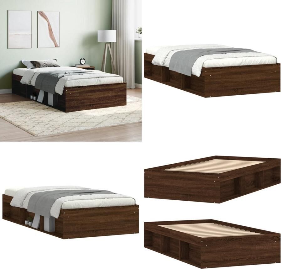 VidaXL Bedframe bruin eikenkleur 90x200 cm Bedframe Bedframes Bed Bedbodem
