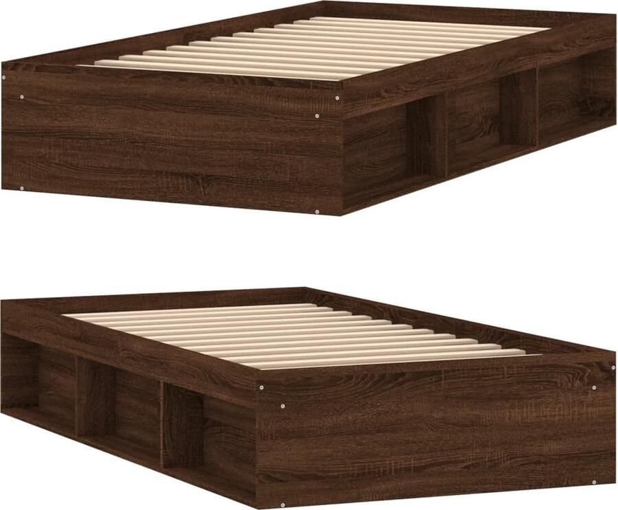 VidaXL -Bedframe-bruineikenkleurig-90x200-cm - Foto 2
