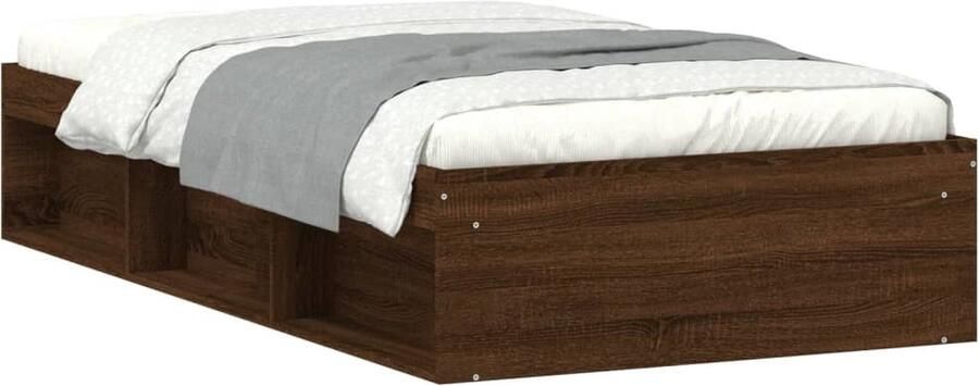 VidaXL Bedframe Bruin Eikenkleur 90x200 cm Houten Bed Frame Woonkamer Meubilair Modern Bed Tweepersoons Bed Bruine Eiken Kleur Compact Bed Stapelbare Bed - Foto 2