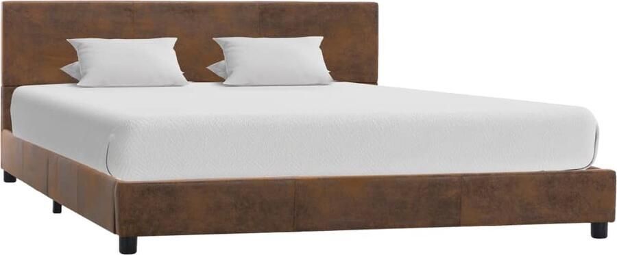 VidaXL Bedframe Bruin Kunstsuède 120x200 cm Bruin Bedframe Kunstleder Bed Tweepersoons Bed King Size Bed Staal Poten Mdf Bedframe Hoofdbord Bed Boxspring Bed - Foto 2