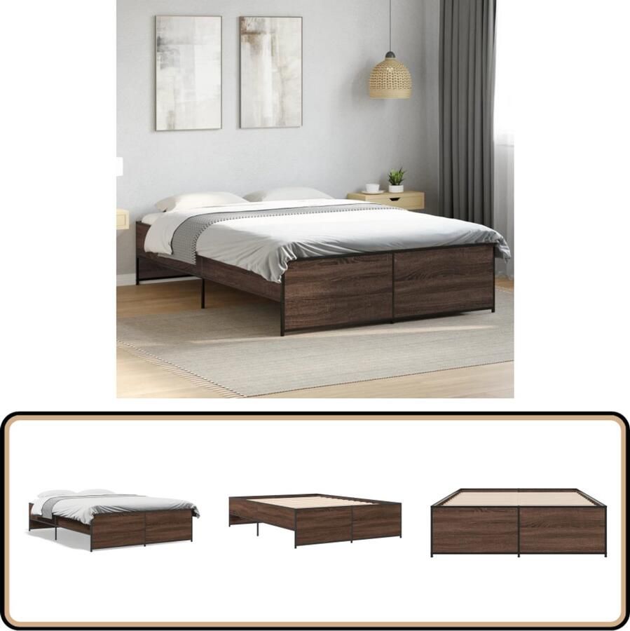 VidaXL Bedframe Bruineiken 120x190 cm Bedframe Houten Bedframe Bruine Bedframe Tweepersoons Bedframe Slaapcomfort