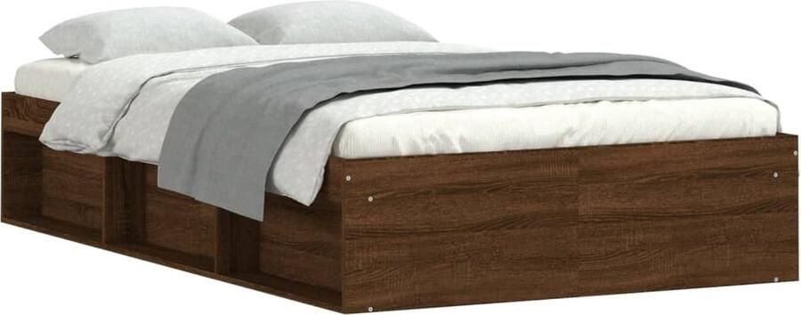 VidaXL Bedframe Bruineiken 120x190 cm Modern Bed Frame Houten Bed Bruine Eiken Bed Tweepersoons Bed Boxspring Bed Stapelbare Bed Compact Bed Budget Friendly Bed Bedroom Furniture - Foto 2