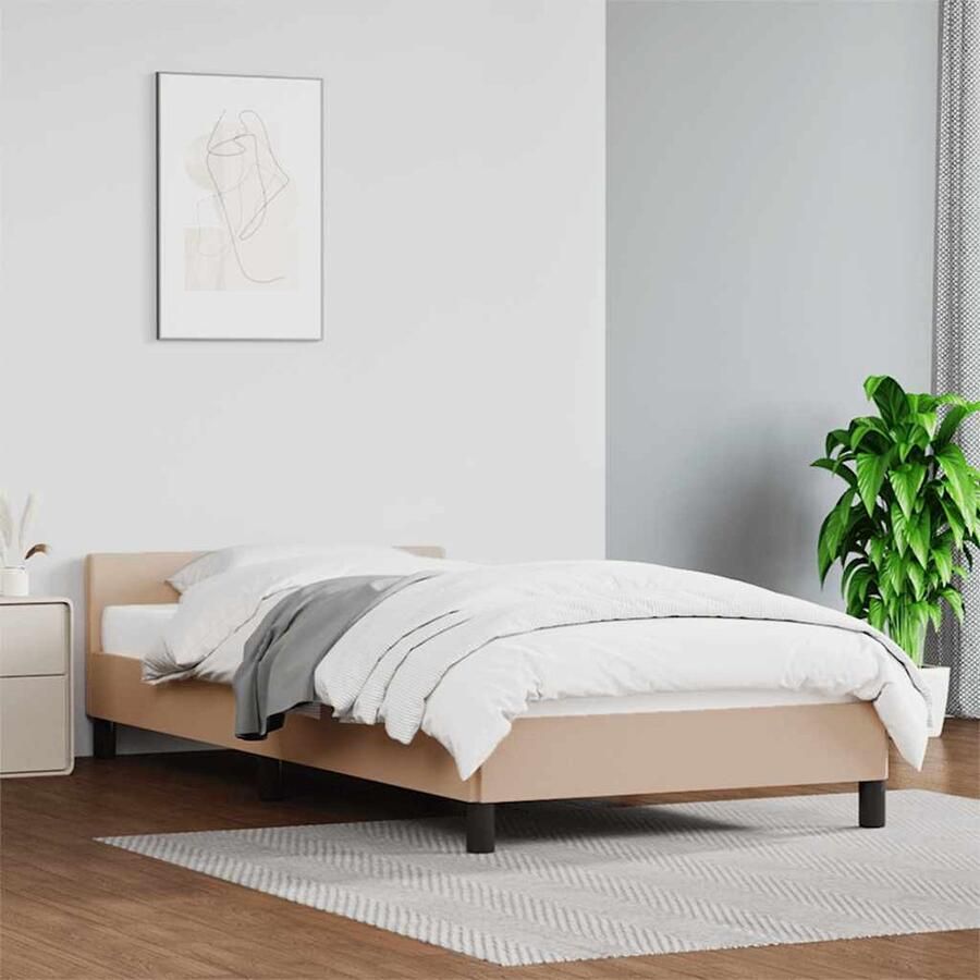 VidaXL Bedframe Cappuccino 90x200 cm Zonder matras Bed Frame Houten Bed Kapstok Slaapcomfort Tweepersoons Bed Design Bed Modern Bed Bruine Bed Bedroom Furniture - Foto 2