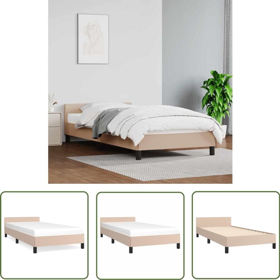 VidaXL Bedframe Cappuccino 90x200 cm Zonder matras Bed Frame Houten Bed Kapstok Slaapcomfort Tweepersoons Bed Design Bed Modern Bed Bruine Bed Bedroom Furniture