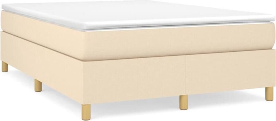 VidaXL Bedframe Crèmekleurig 140x190 cm Boxspring Frame Bed Frame Slaapkamer Meubels Creme Kleurtje Stoffen Bed Frame Tweepersoons Bed 140x190 Cm - Foto 2