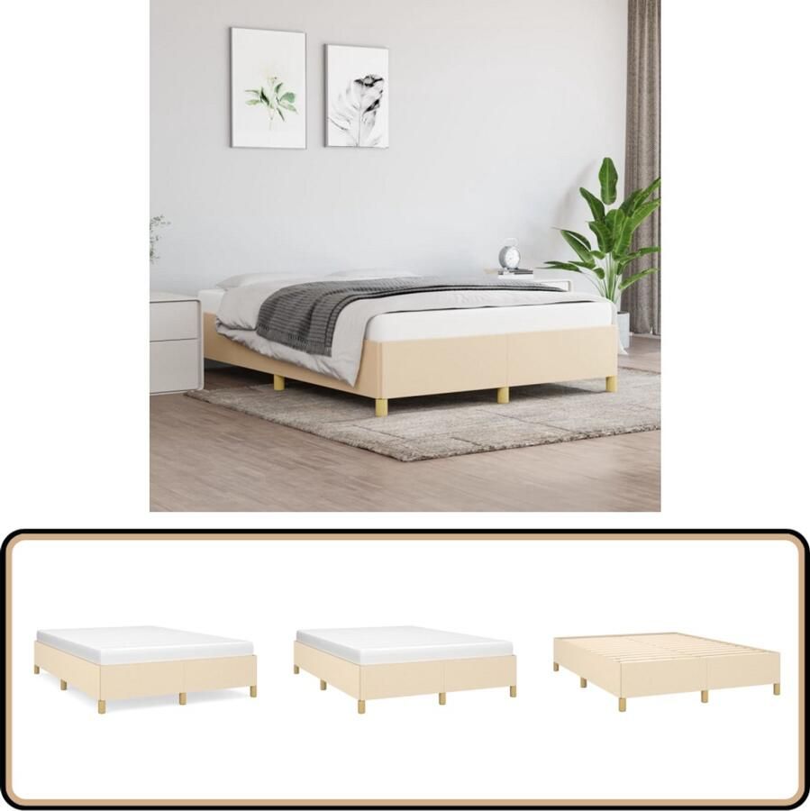 VidaXL Bedframe Crèmekleurig 140x190 cm Stof Bed Frame Creme Bed Frame Tweepersoons Bed Frame Bed Frame 140x190 Bed Frame Kopen