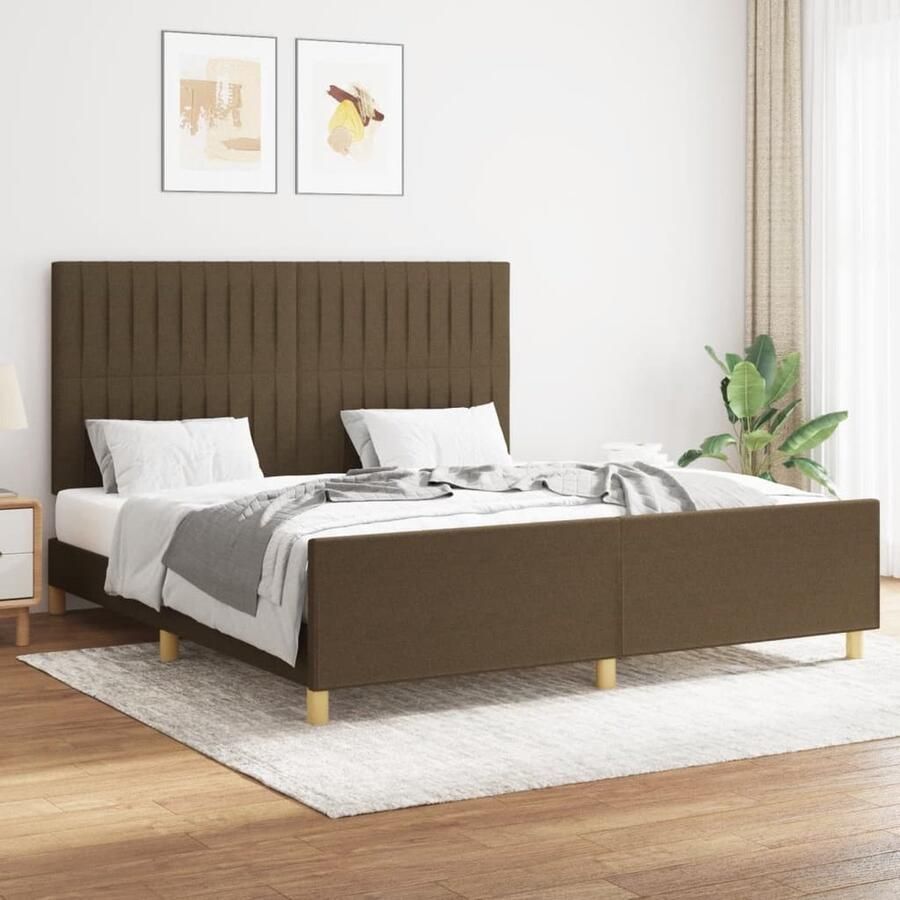 VidaXL Bedframe Donkerbruin 160x200 cm Bedframe Boxspring Hoofdeinde Tweepersoonsbed Donkere Kleuren Houten Bed Comfortabel Bed Multifunctioneel Bed Rustieke Meubels Bedroom Furniture - Foto 2