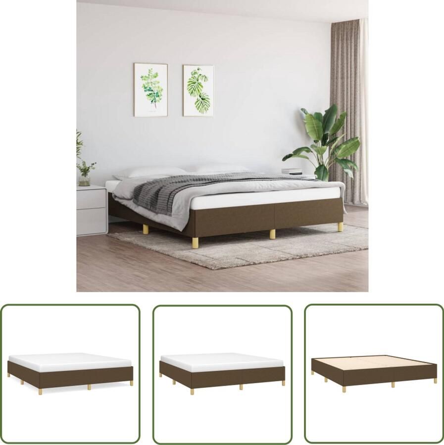VidaXL Bedframe Stof Donkerbruin 160x200 cm Boxspring Frame Tweepersoons Bed Donkerbruin Bed Houten Bed Stoffen Bed Bedframe Boxspring Slaapkamer Meubels Bed Accessoires