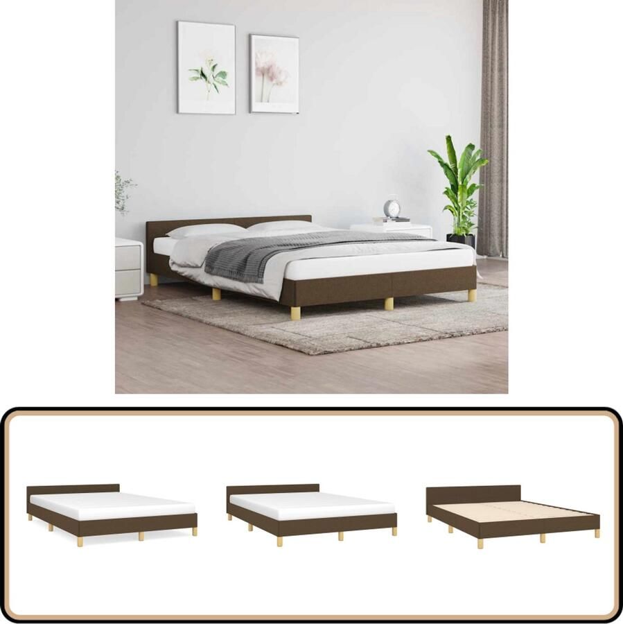 VidaXL Bedframe Donkerbruin Stof 140x190 cm Bed Frame Boxspring Tweepersoons Bed Donkere Meubelen Houten Bed