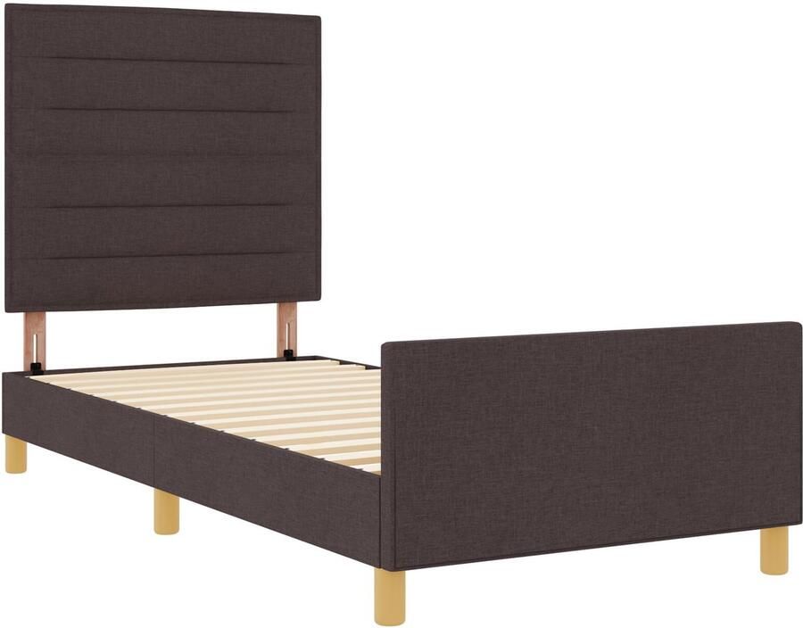 VidaXL Bedframe Donkerbruin Stof 90 x 190 cm Eenvoudig Bruin Bedframe - Foto 3