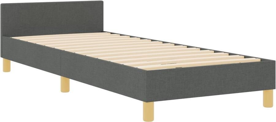 VidaXL Bedframe Donkergrijs Stof 100 x 200 cm Eenvoudig Minimalistisch - Foto 4