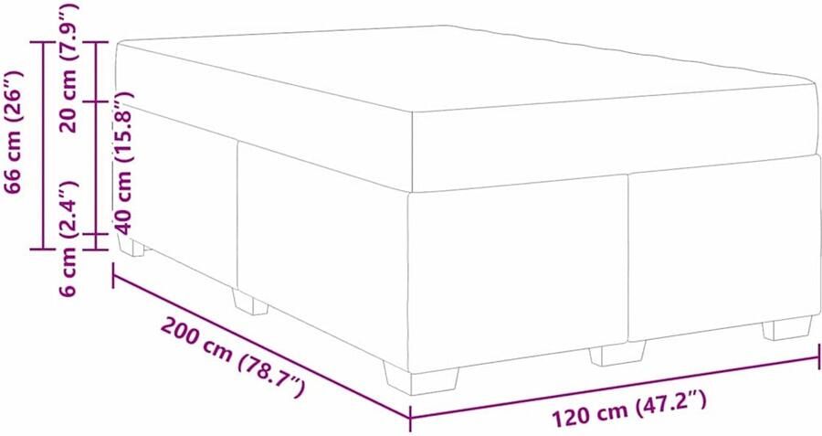 VidaXL Bedframe met matras met matras Donkergrijs 120 x 200 cm Fluweel - Foto 3