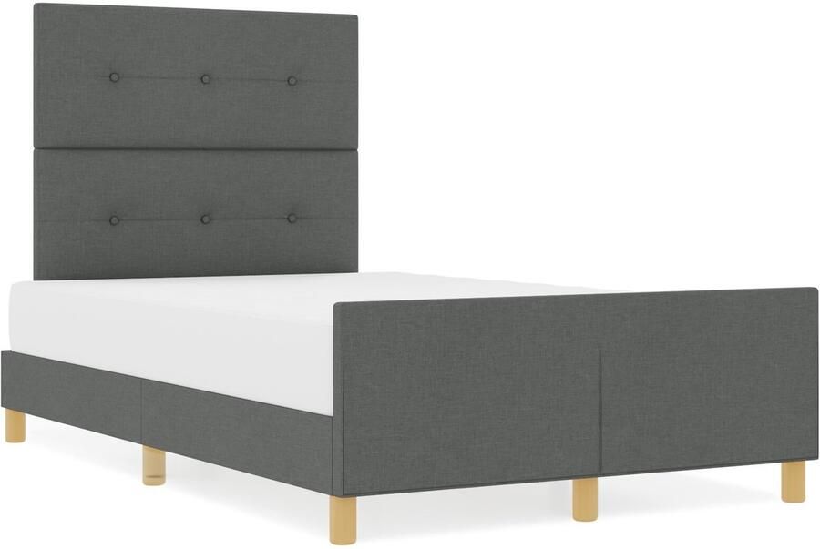 VidaXL Bedframe met hoofdeinde Donkergrijs 120 x 200 cm Stof - Foto 2
