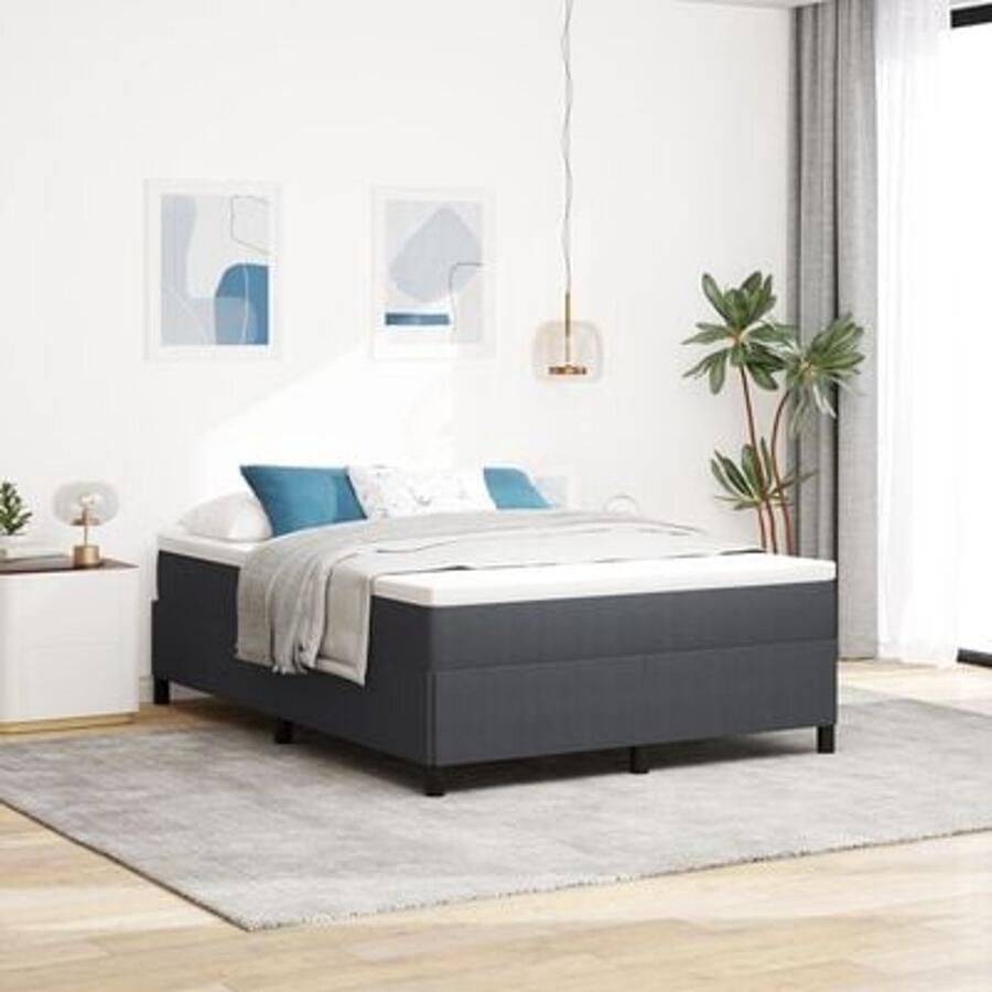 VidaXL Bed Frame Donkergrijs Stof 140 x 200 x 35 cm Platform Bed Frame - Foto 2