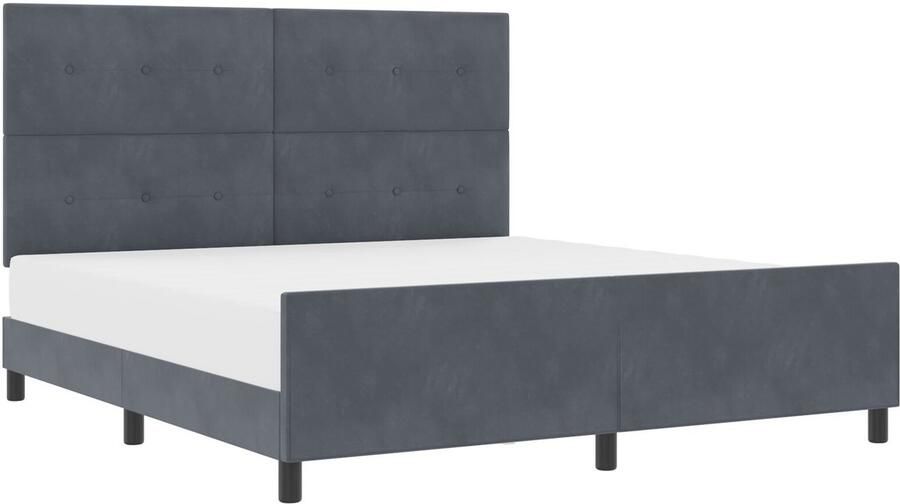 VidaXL Bedframe Set van 3 Donkergrijs Fluweel 207 x 186 x 118 128 cm - Foto 2