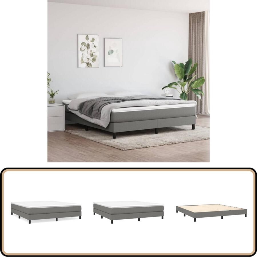 VidaXL Bedframe Donkergrijs 180x200 cm Stof Boxspring Frame Donkere Kleuren Tweepersoons Bed Houten Bed Stoffen Bed Kopen