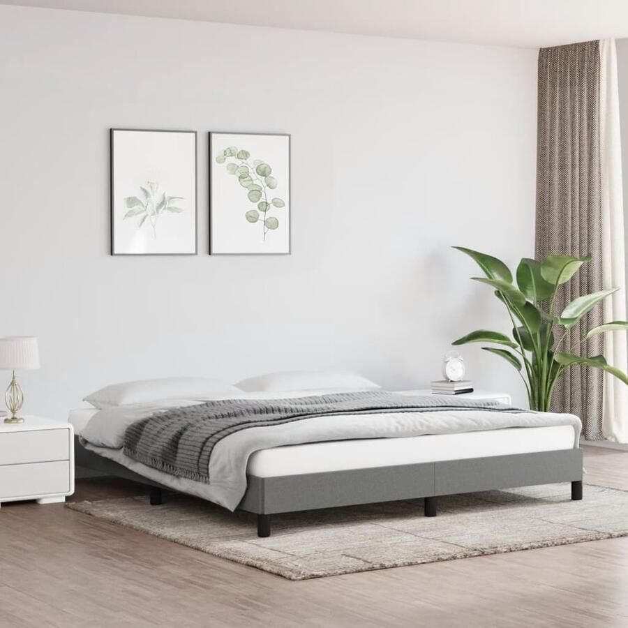 VidaXL Bedframe Donkergrijs 180x200 cm Zonder matras Donker Grijs Bed Frame Multiplex Lattenbodem Stoffen Bedframe Tweepersoons Bed Boxspring Bed Kopen Bed Online - Foto 2