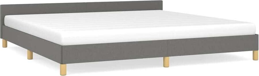 VidaXL Bedframe Donkergrijs 200x200 cm Donker Grijs Bed Frame Tweepersoons Bed Frame Met Hoofdeinde Houten Bed Frame Bed Frame Stof - Foto 2