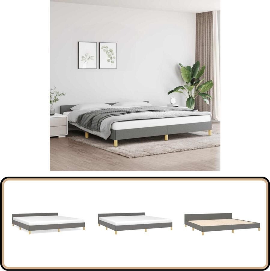 VidaXL Bedframe Donkergrijs 200x200 cm Donker Grijs Bed Frame Tweepersoons Bed Frame Met Hoofdeinde Houten Bed Frame Bed Frame Stof
