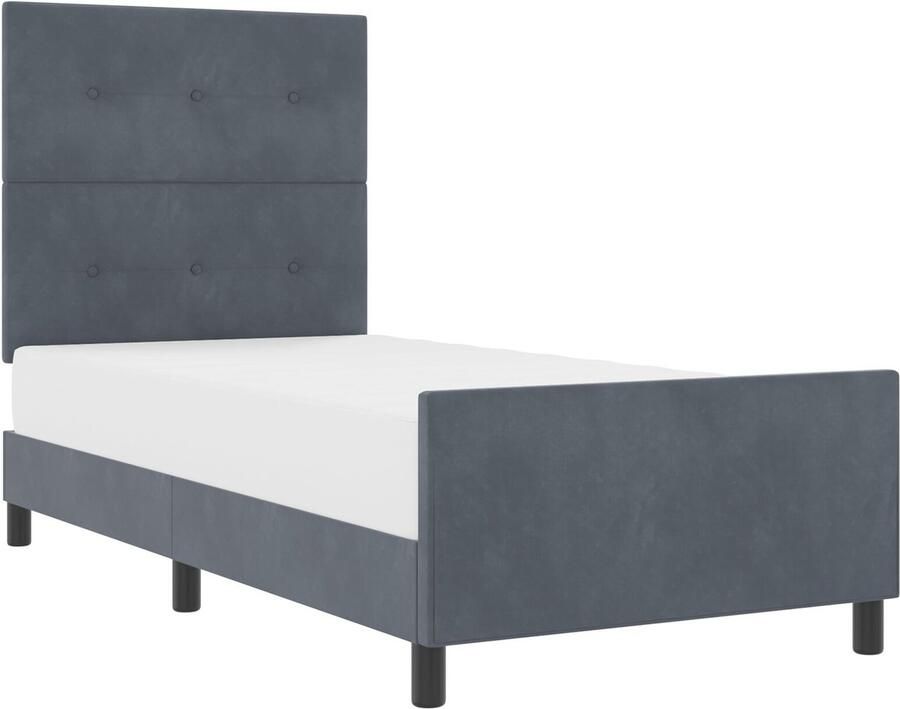 VidaXL Bedframe met hoofdeinde Donkergrijs 90 x 200 cm Fluweel - Foto 3