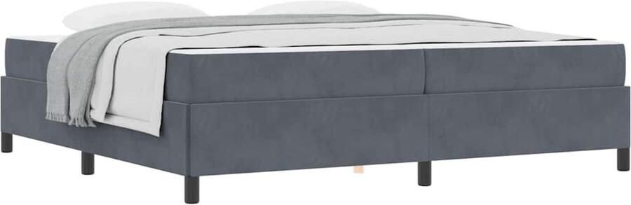 VidaXL Bedframe Donkergrijs Grijs en Wit 200 x 200 cm Fluweel