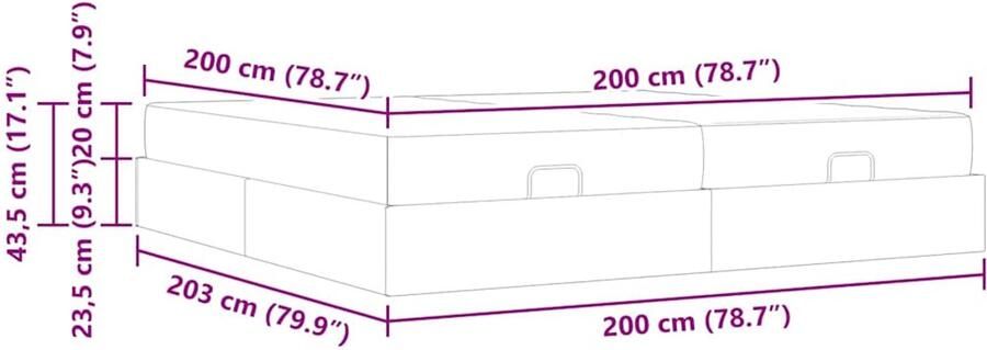 VidaXL Bedframe Lichtgrijs 200 x 200 cm Fluweel