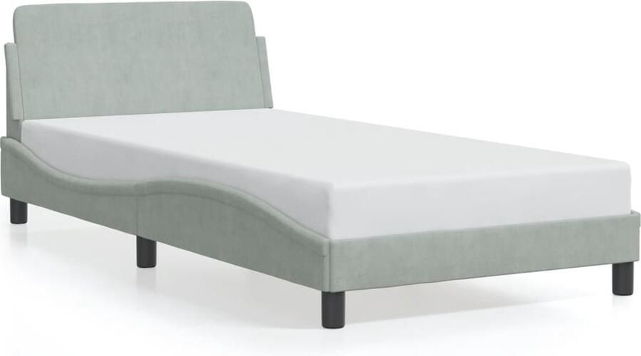 VidaXL -Bedframe-met-hoofdeinde-fluweel-lichtgrijs-100x200-cm - Foto 3