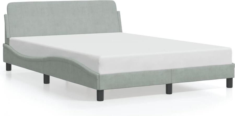 VidaXL -Bedframe-met-hoofdeinde-fluweel-lichtgrijs-140x200-cm - Foto 4