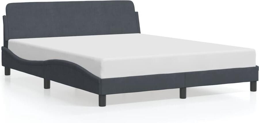 VidaXL -Bedframe-met-hoofdeinde-fluweel-donkergrijs-160x200-cm - Foto 2