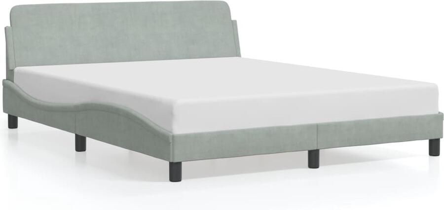 VidaXL -Bedframe-met-hoofdeinde-fluweel-lichtgrijs-160x200-cm - Foto 2