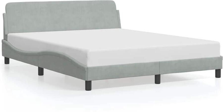 VidaXL -Bedframe-met-hoofdeinde-fluweel-lichtgrijs-160x200-cm - Foto 3