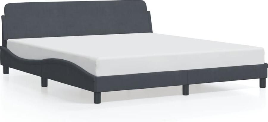 VidaXL -Bedframe-met-hoofdeinde-fluweel-donkergrijs-180x200-cm - Foto 2