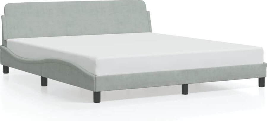 VidaXL -Bedframe-met-hoofdeinde-fluweel-lichtgrijs-180x200-cm - Foto 2