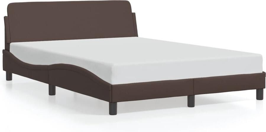 VidaXL -Bedframe-met-hoofdbord-kunstleer-bruin-140x190-cm - Foto 4