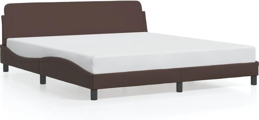 VidaXL -Bedframe-met-hoofdbord-kunstleer-bruin-180x200-cm - Foto 3